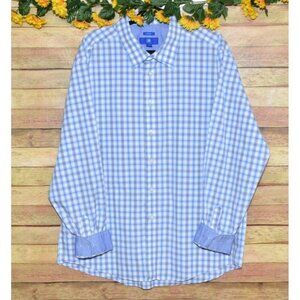 Egara Blue Plaid Men's Dress Shirt Size XXL Non Iron Contrast Cuffs Button Up